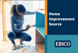 Woman painting a bookcase with text reading Home Improvement Source EBSCO