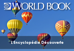 Hot air balloons with text reading World Book L'Encyclopédie Découverte